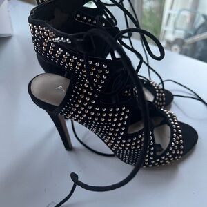 Studded Black High Heels